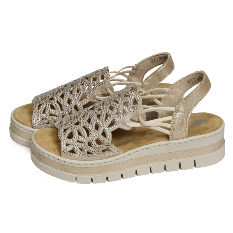 V4941 Beige, Sandales compensées Rieker