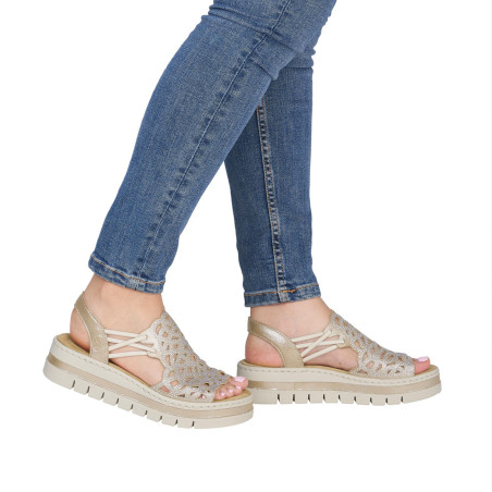 V4941 Beige, Sandales compensées Rieker