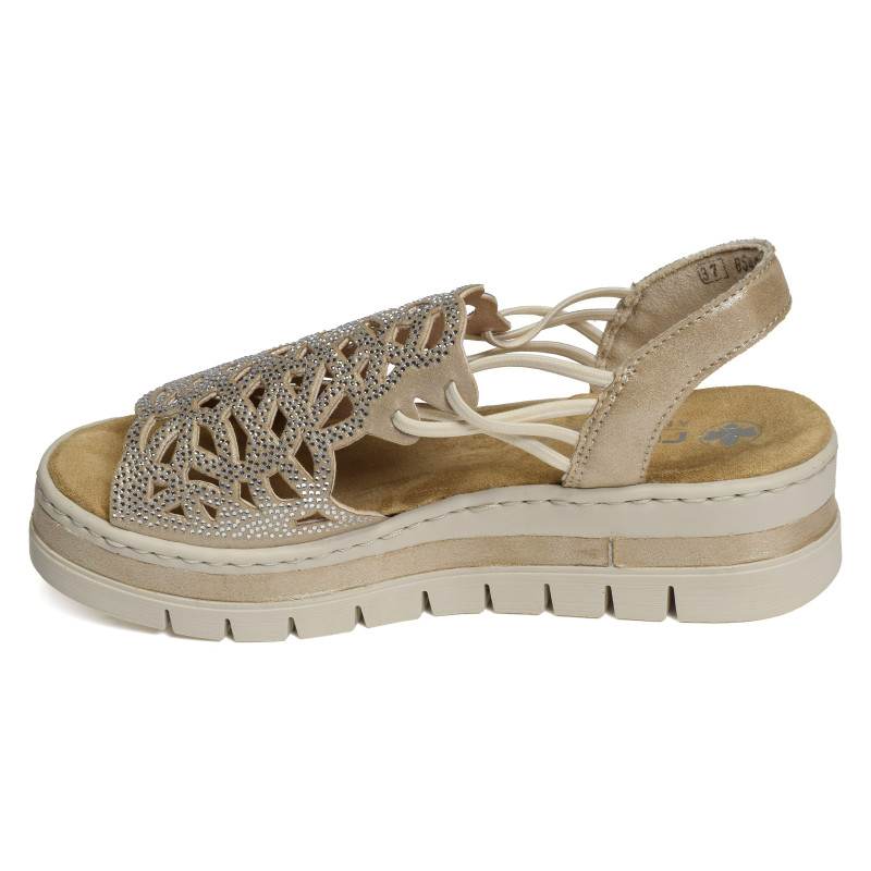 V4941 Beige, Sandales compensées Rieker