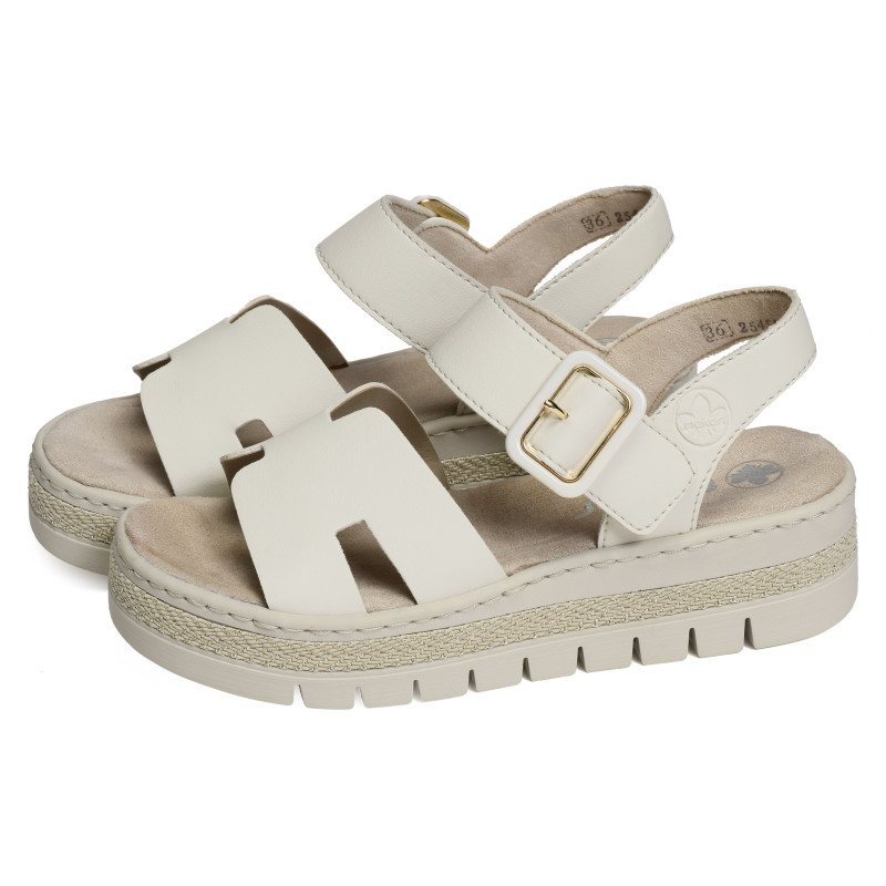 V4952 Blanc, Sandales compensées Rieker