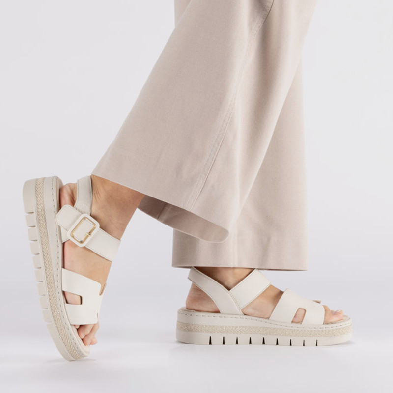 V4952 Blanc, Sandales compensées Rieker