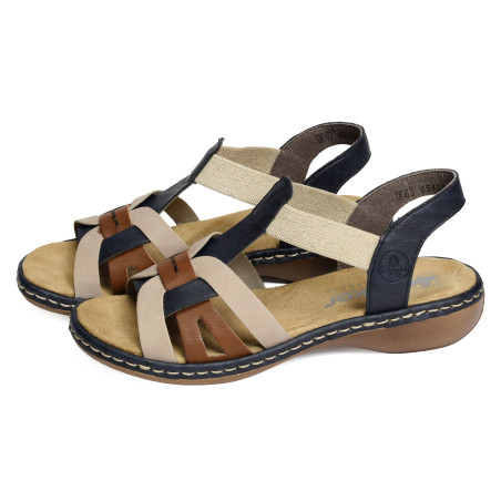 65918 Beige Marine, Sandales plates Rieker