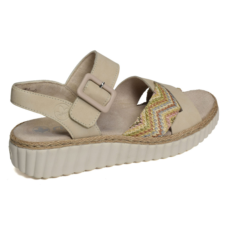69269 Beige Multicolore, Sandales compensées Rieker