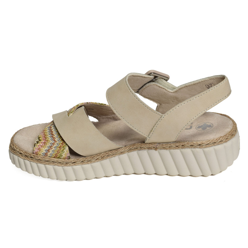 69269 Beige Multicolore, Sandales compensées Rieker