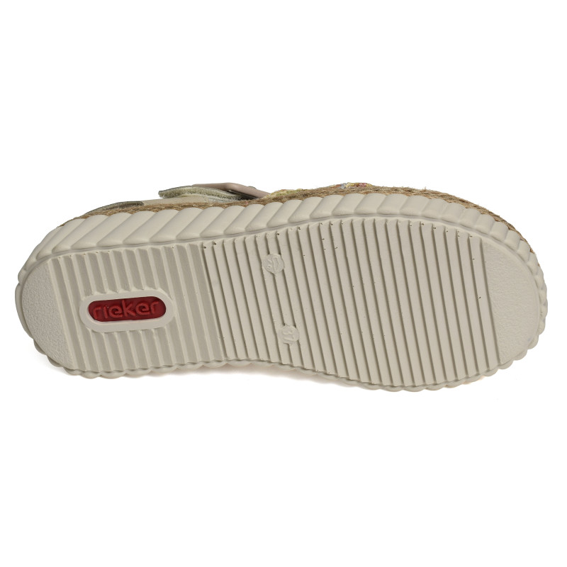 69269 Beige Multicolore, Sandales compensées Rieker