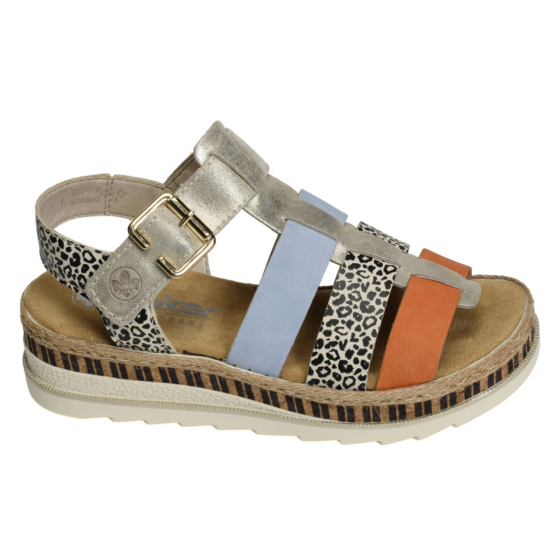 V7904 Multicolore, Sandales compensées Rieker