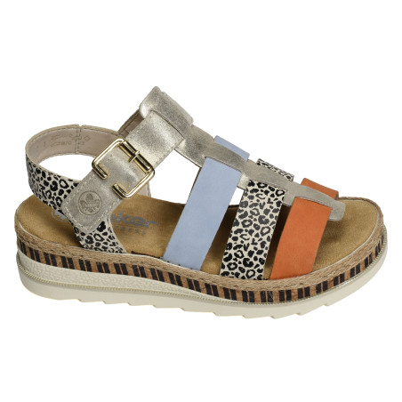 V7904 Multicolore, Sandales compensées Rieker