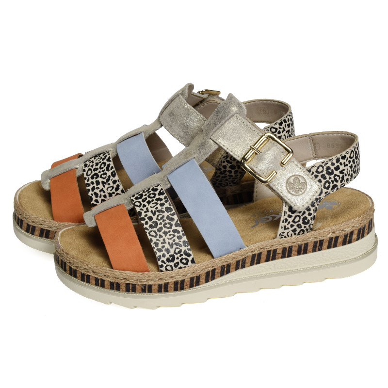 V7904 Multicolore, Sandales compensées Rieker