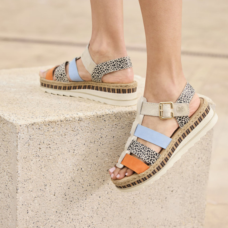 V7904 Multicolore, Sandales compensées Rieker