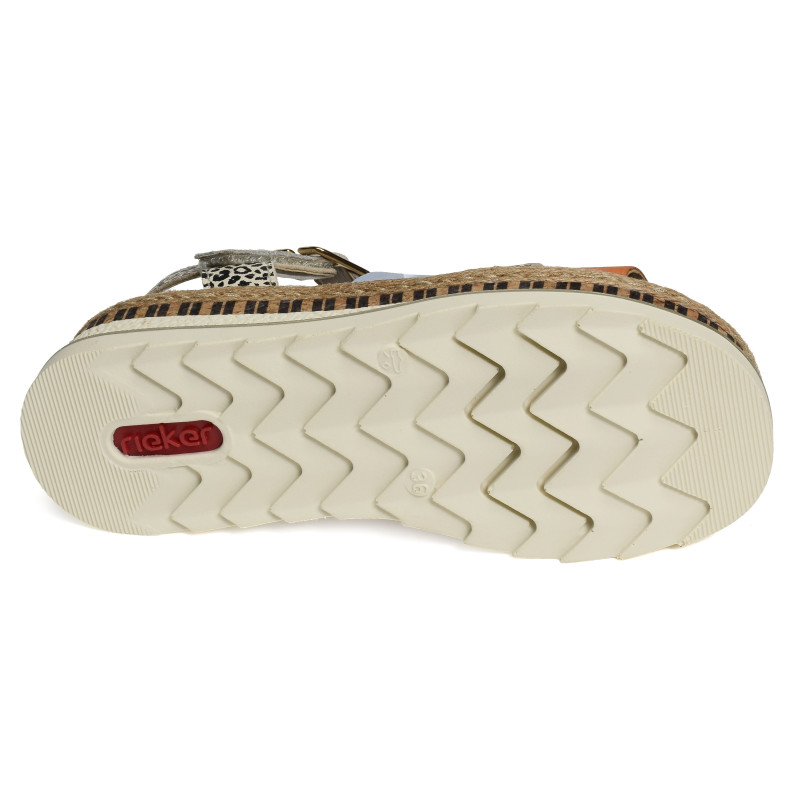 V7904 Multicolore, Sandales compensées Rieker
