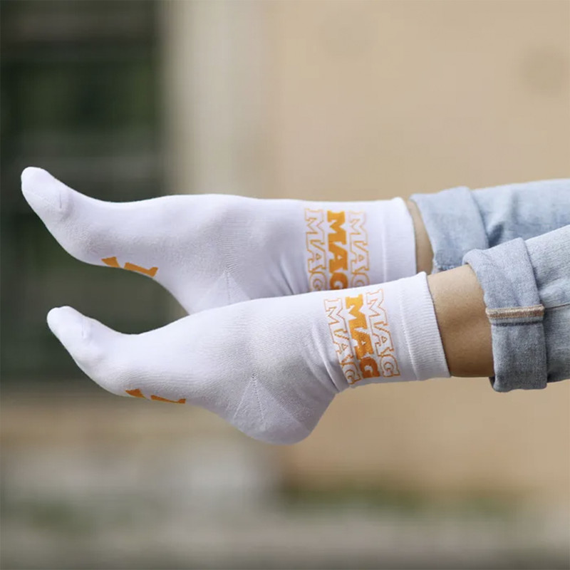 CHAUSSETTES MAG Blanc Orange, Chaussettes Mag