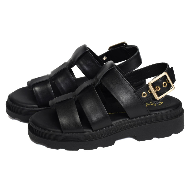 ORINOCO3 STRAP Noir, Nu-Pieds à plateforme Clarks