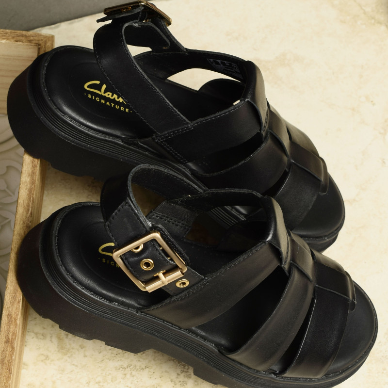 ORINOCO3 STRAP Noir, Nu-Pieds à plateforme Clarks