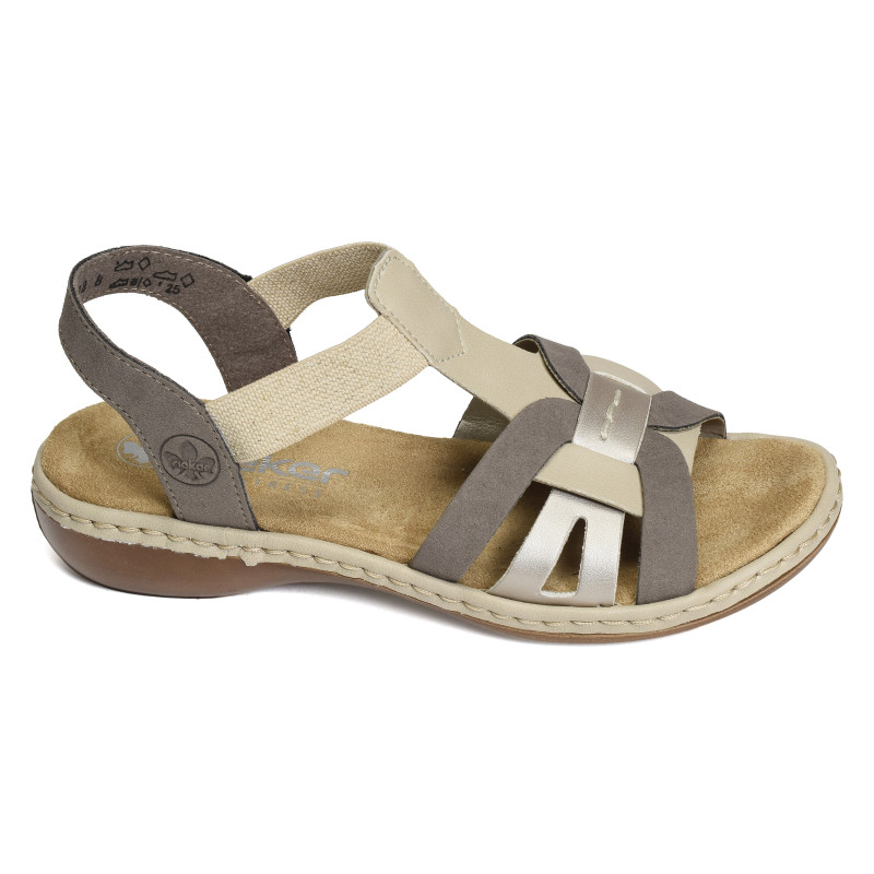 65918 Beige Taupe, Sandales plates Rieker
