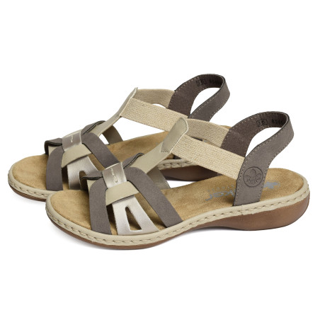 65918 Beige Taupe, Sandales plates Rieker