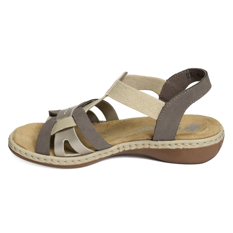 65918 Beige Taupe, Sandales plates Rieker