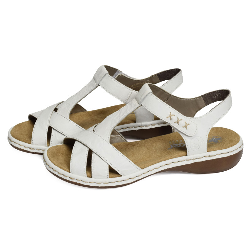 65919 Blanc, Sandales plates Rieker