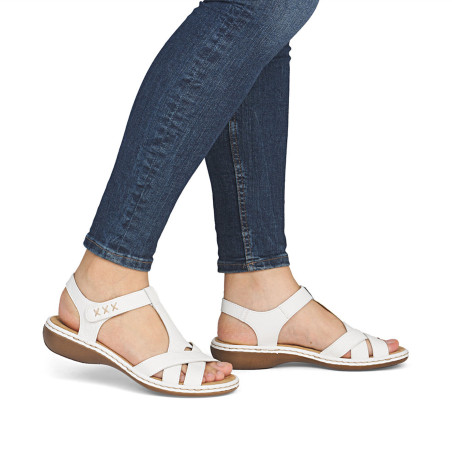 65919 Blanc, Sandales plates Rieker