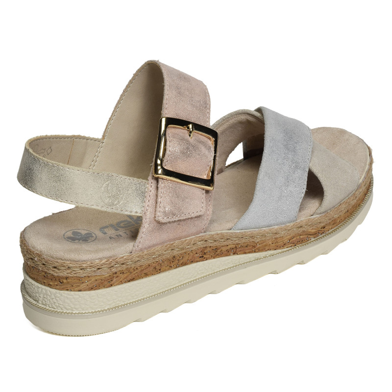 V7951 Platine Rose, Sandales compensées Rieker