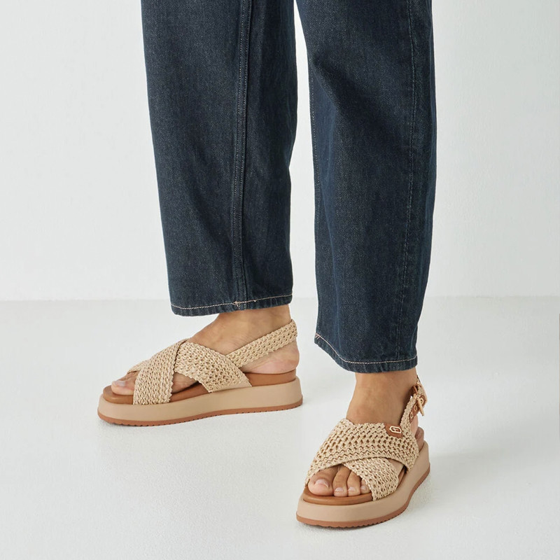 28224 Beige, Nu-Pieds à plateforme Tamaris