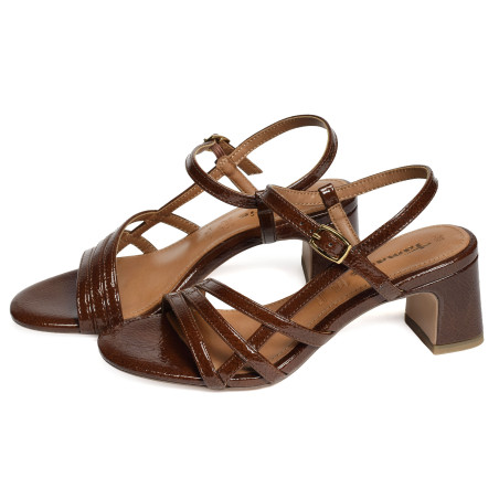 28350 Verni Marron, Nu-Pieds à talon Tamaris