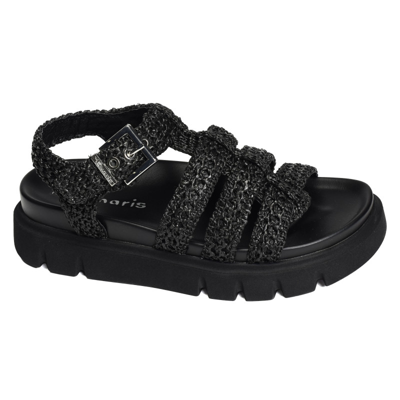 28402 Noir, Nu-Pieds à plateforme Tamaris