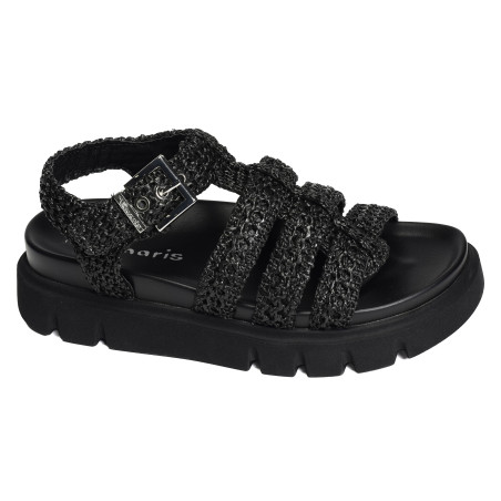 28402 Noir, Nu-Pieds à plateforme Tamaris