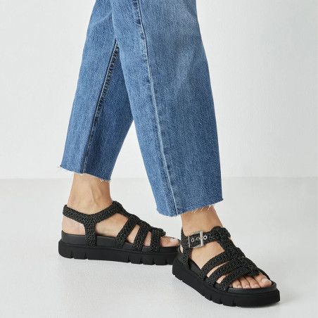 28402 Noir, Nu-Pieds à plateforme Tamaris