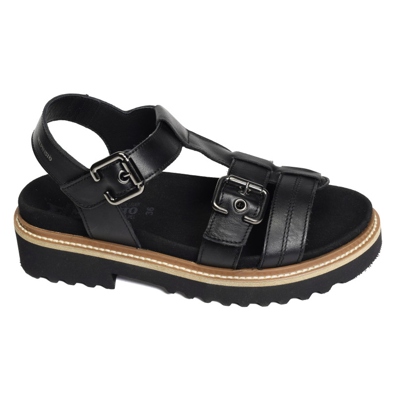 VALNY Noir, Nu-Pieds à plateforme Mephisto