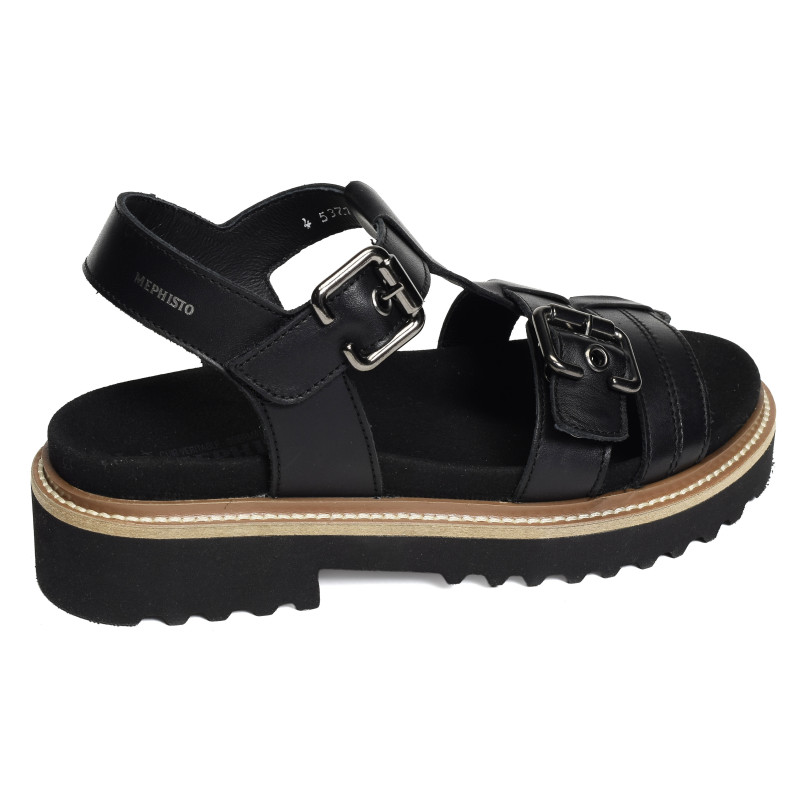 VALNY Noir, Nu-Pieds à plateforme Mephisto