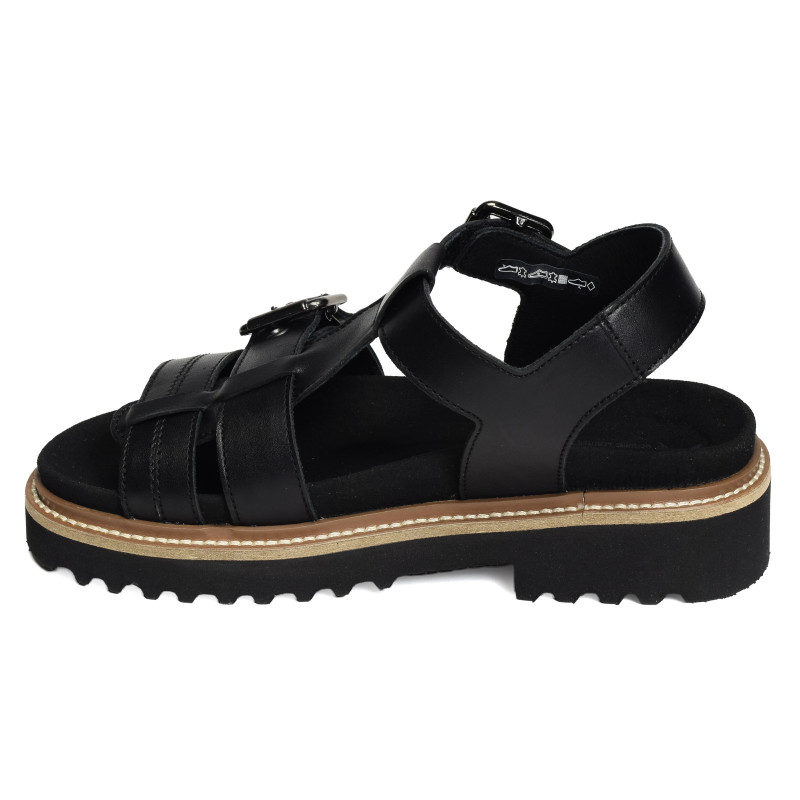 VALNY Noir, Nu-Pieds à plateforme Mephisto