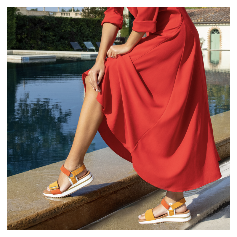 JEANIE Orange, Sandales compensées Mephisto