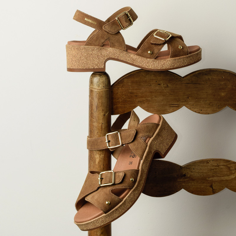 FEDORA Tabac, Sandales compensées Mephisto