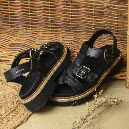 VALNY Noir, Nu-Pieds à plateforme Mephisto