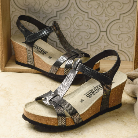 LIVIANE Anthracite, Sandales compensées Mephisto
