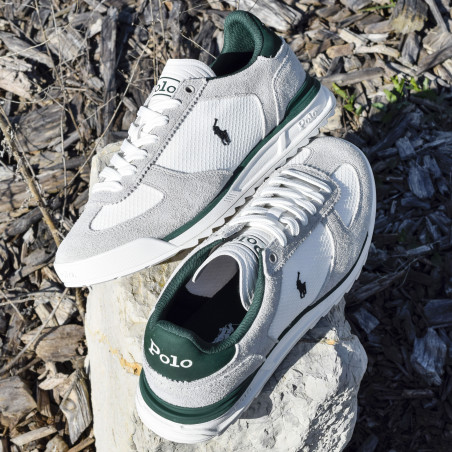 VARICK PP Blanc Vert, Baskets running Polo Ralph Lauren
