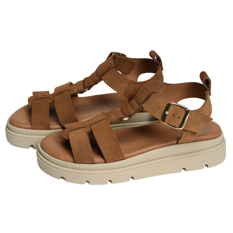 45894A Camel, Sandales plates We Do