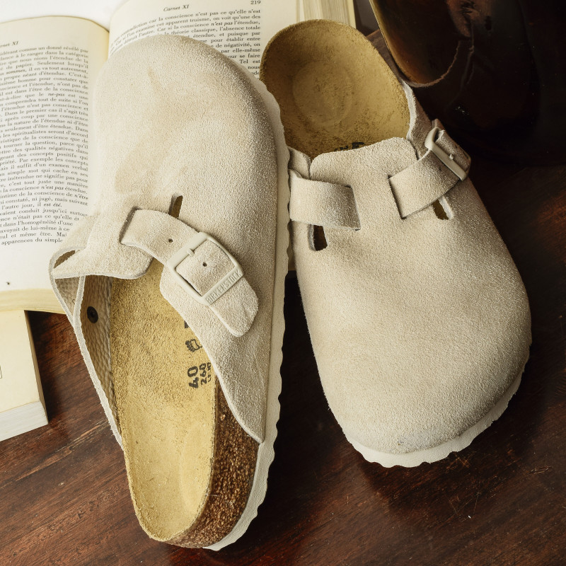 BOSTON SUEDE Ecru, Sabots Birkenstock