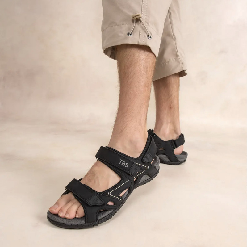 TREKMON Noir, Sandales plates & Nu-Pieds TBS