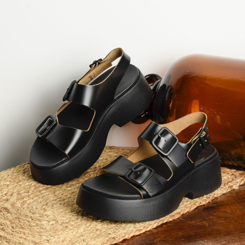 TASHA K201712 Noir, Nu-Pieds à plateforme Camper