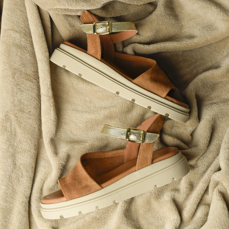 45090F Camel Or, Nu-Pieds à plateforme We Do