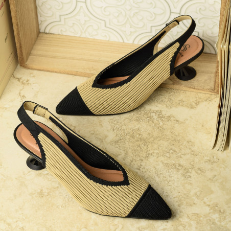 REINE 76535 Camel Noir, Slingback Miss Elastic