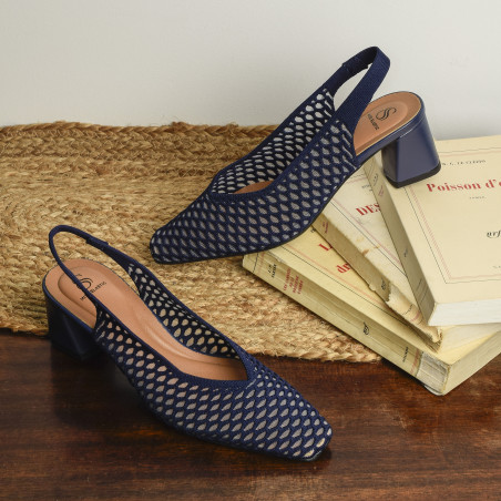 NEW PARIS 75023 Marine, Slingback Miss Elastic