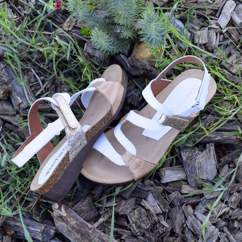 2164 Blanc Camel, Sandales compensées Xapatan