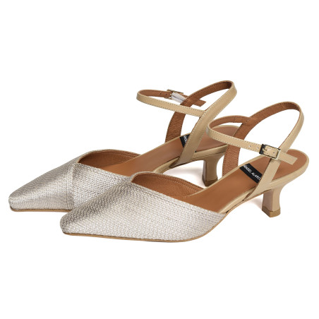 EMILIA 26021 Beige Platine, Slingback Angel Alarcón