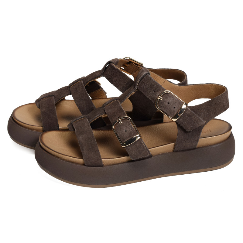 A96046 Chocolat, Nu-Pieds à plateforme Inuovo