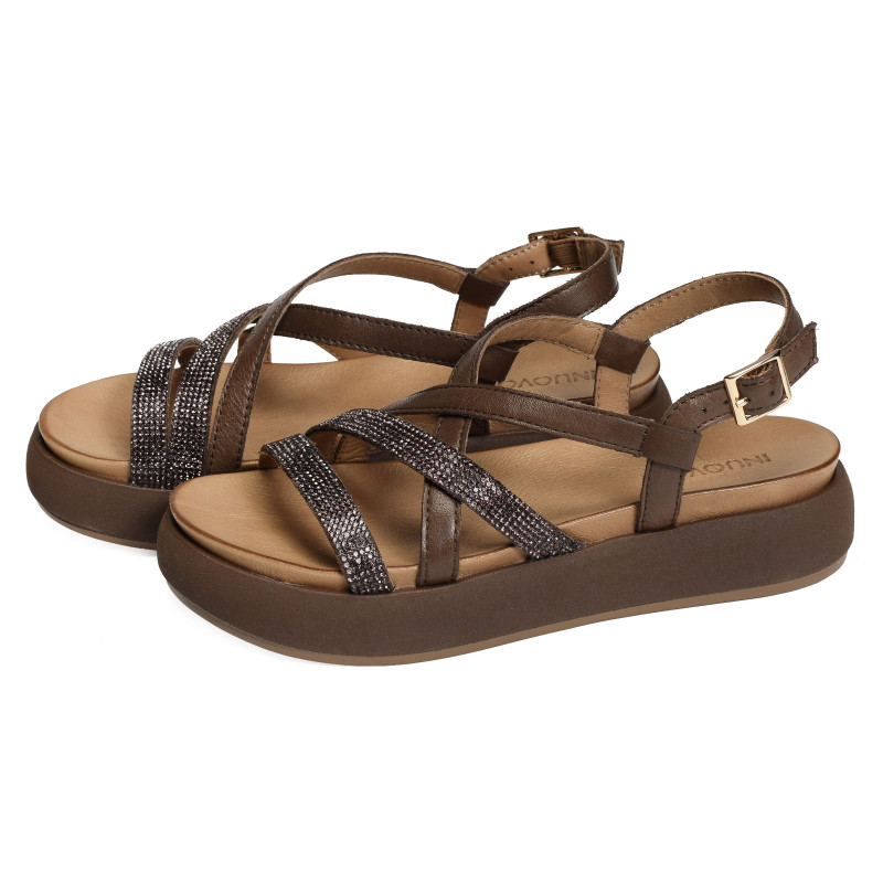 A96051 Chocolat, Nu-Pieds à plateforme Inuovo