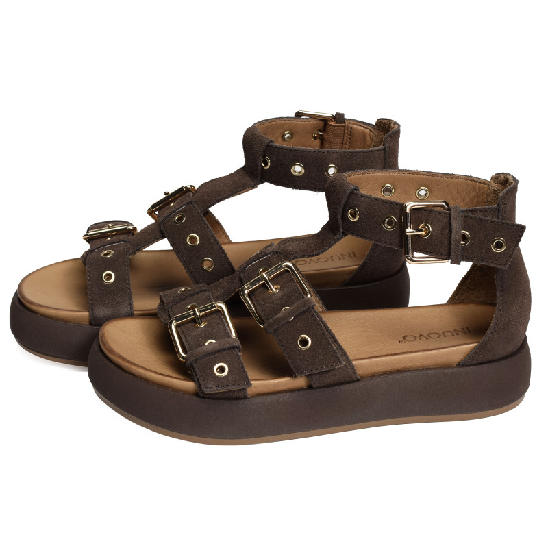 A96073 Chocolat, Nu-Pieds à plateforme Inuovo