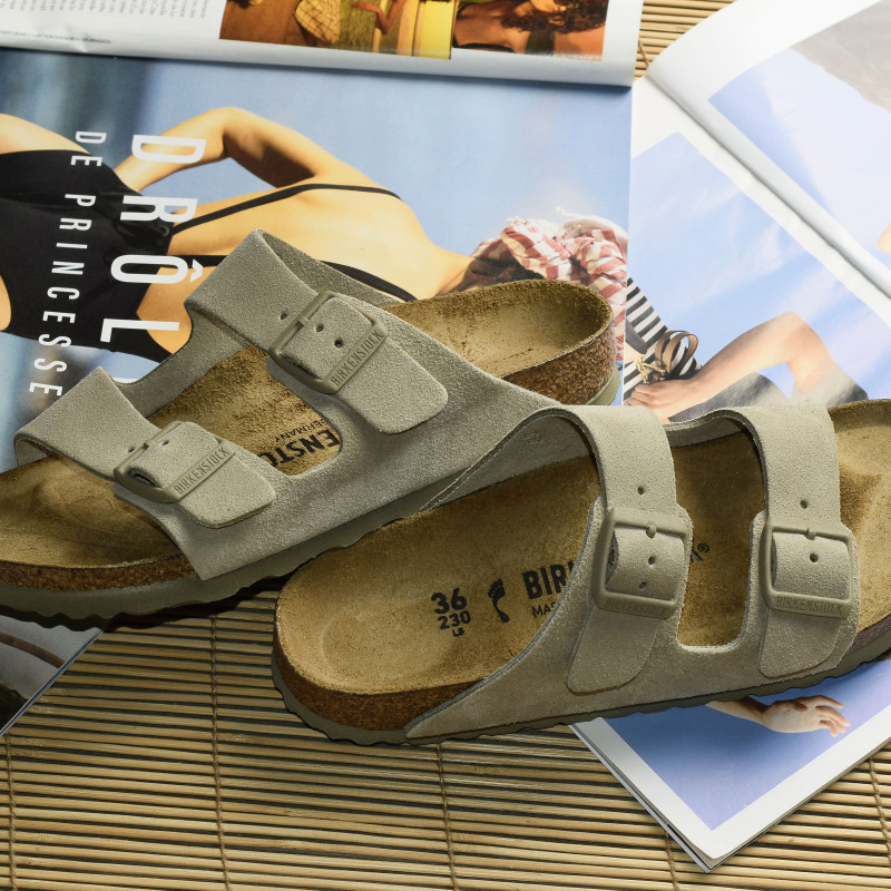 ARIZONA SUEDE W Kaki Beige, Mules Birkenstock