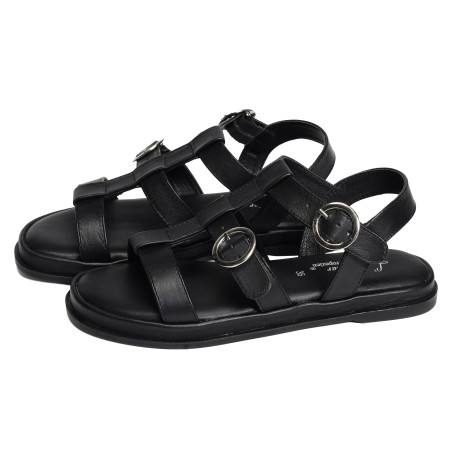 SH3312 Noir, Sandales plates Atelier Tropézien